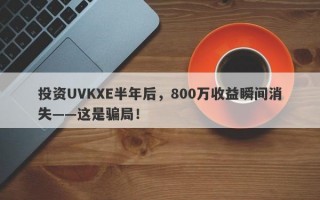 投资UVKXE半年后，800万收益瞬间消失——这是骗局！