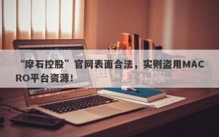 “摩石控股”官网表面合法，实则盗用MACRO平台资源！