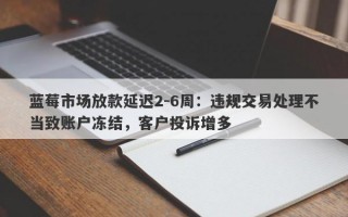 蓝莓市场放款延迟2-6周：违规交易处理不当致账户冻结，客户投诉增多