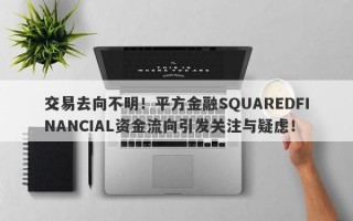 交易去向不明！平方金融SQUAREDFINANCIAL资金流向引发关注与疑虑！