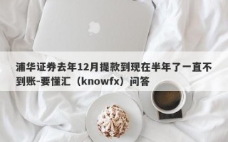 浦华证券去年12月提款到现在半年了一直不到账-要懂汇（knowfx）问答