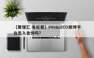 【要懂汇 毒蛇君】PRIBIZCO朋博平台出入金快吗？
