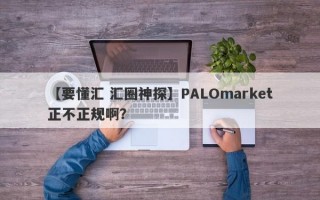 【要懂汇 汇圈神探】PALOmarket正不正规啊？
