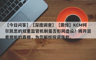 【今日问答】【深度调查】【震惊】KCM柯尔凯思的双重监管机制是否形同虚设？揭开混肴视听的真相，为您解析投资风险。