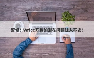 警惕！Vatee万腾的潜在问题让人不安！