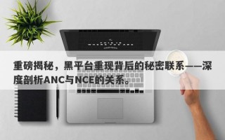 重磅揭秘，黑平台重现背后的秘密联系——深度剖析ANC与NCE的关系。