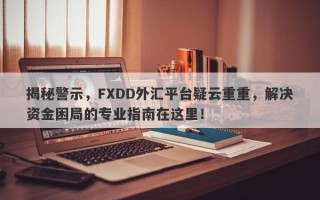 揭秘警示，FXDD外汇平台疑云重重，解决资金困局的专业指南在这里！