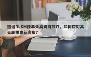 遭遇DLSM挂羊头卖狗肉欺诈，如何应对其无耻推责新高度？