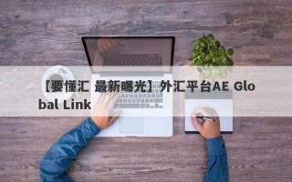 【要懂汇 最新曝光】外汇平台AE Global Link
