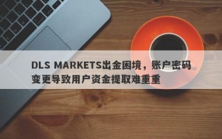 DLS MARKETS出金困境，账户密码变更导致用户资金提取难重重