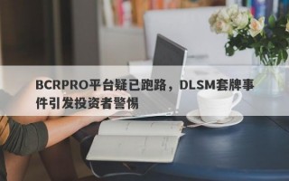 BCRPRO平台疑已跑路，DLSM套牌事件引发投资者警惕